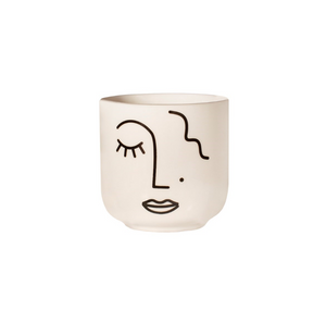 Abstract Face White Mini Planter