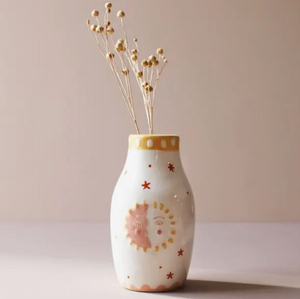 Sun and Moon Face Ceramic Posy Vase, H13.5cm