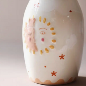 Sun and Moon Face Ceramic Posy Vase, H13.5cm