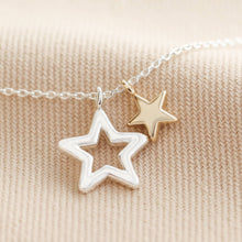 Load image into Gallery viewer, Double Star Necklace in silver and Gold