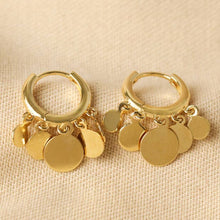 Load image into Gallery viewer, Disc Charm Hoop Earrings in Gold