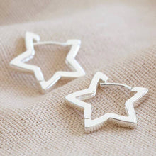 Load image into Gallery viewer, Silver Star Hoop Earrings