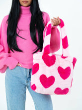 Load image into Gallery viewer, Heart Fur Tote Bag in Pink