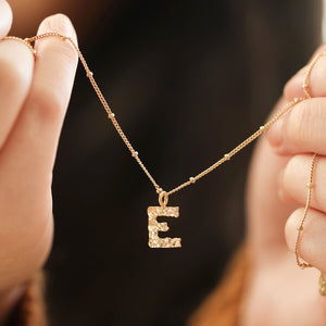 Gold Hammered Initial Necklace