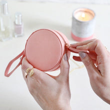 Load image into Gallery viewer, Peach Mini Round Travel Jewellery Box